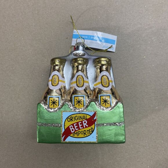 Ashland Hand Blown Glass Imported Six Pack Christmas Ornament NWT 4.5 in - Picture 3 of 5